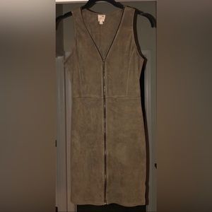 Olive Green Front Zip Dress